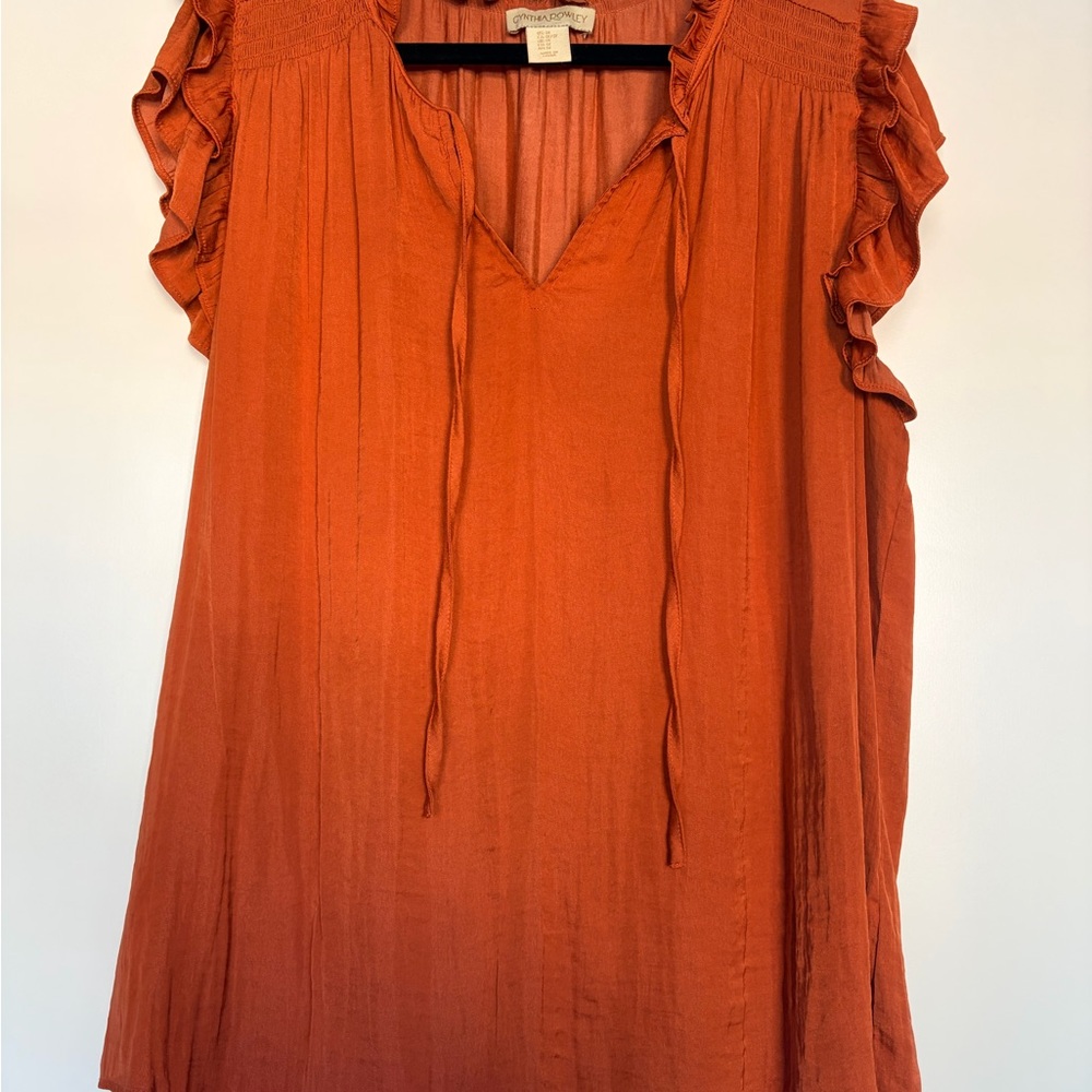 Cynthia Rowley Orange Ruffle Blouse